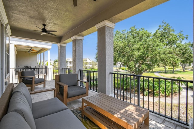 7523 Excitement Dr, Kissimmee, FL 34747 - balcony with ceiling fan and an outdoor living space