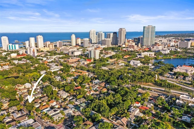 634 6th St N, Saint Petersburg, FL 33701 - aerial overview of property's location featuring nearby urban area and a large body of water