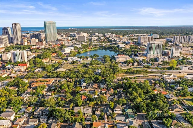 634 6th St N, Saint Petersburg, FL 33701 - aerial overview of property's location with nearby urban area and a large body of water