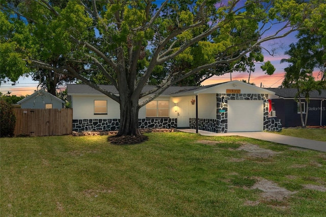 1851 Oklahoma Ave NE, Saint Petersburg, FL 33703 - single story home with a garage, stone siding, concrete driveway, and stucco siding