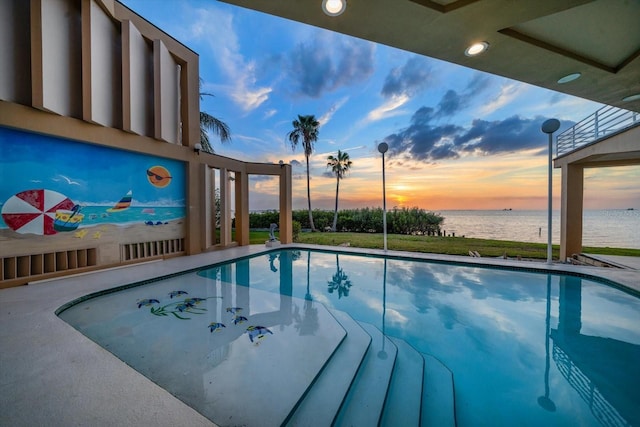 812 Point Seaside Dr, Crystal Beach, FL 34681 - swimming pool featuring a water view