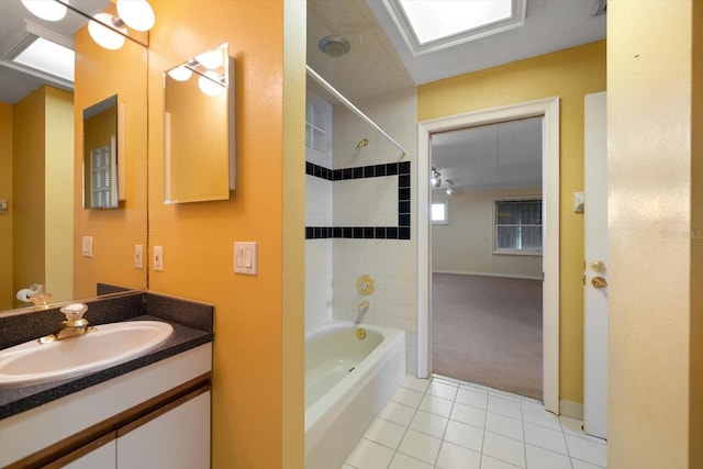 812 Point Seaside Dr, Crystal Beach, FL 34681 - full bathroom with tile patterned floors, shower / tub combination, vanity, and baseboards