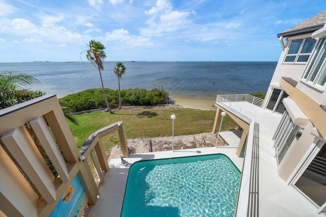 812 Point Seaside Dr, Crystal Beach, FL 34681 - outdoor pool featuring a water view and a yard