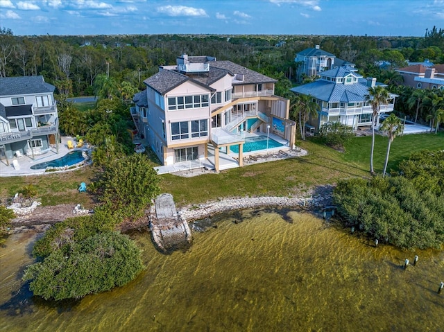 812 Point Seaside Dr, Crystal Beach, FL 34681 - view from above of property featuring a pool