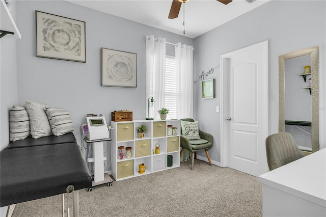 7238 Milestone Dr, Apollo Beach, FL 33572 - carpeted office with ceiling fan and baseboards