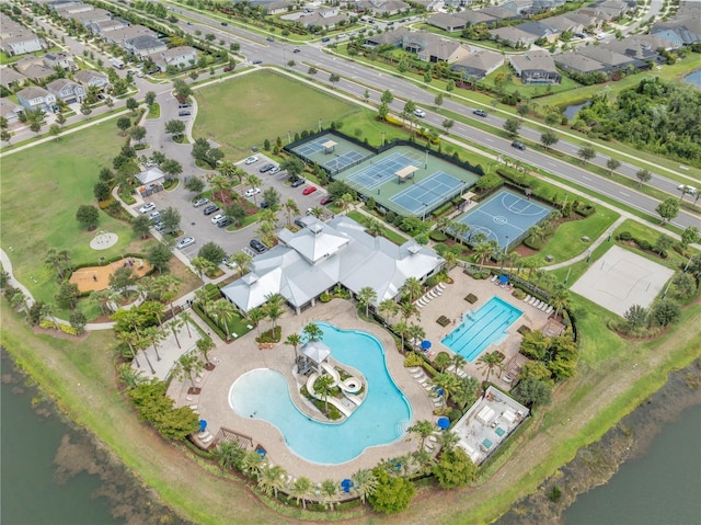7238 Milestone Dr, Apollo Beach, FL 33572 - aerial view of property and surrounding area with a pool