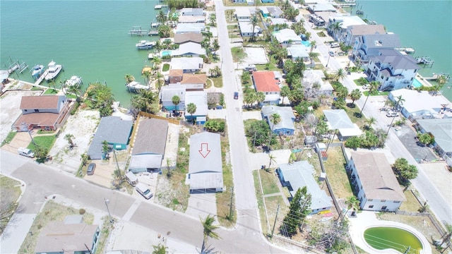 14501 N Bayshore Dr, Madeira Beach, FL 33708 - aerial view of property's location featuring nearby suburban area and a large body of water