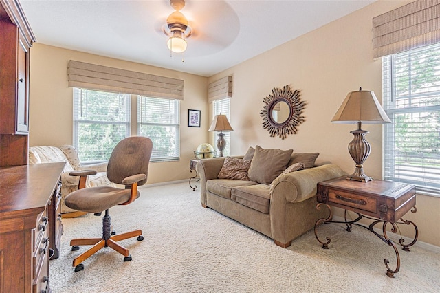 350 2nd St N Unit 1, Saint Petersburg, FL 33701 - carpeted home office with healthy amount of natural light, a ceiling fan, and baseboards