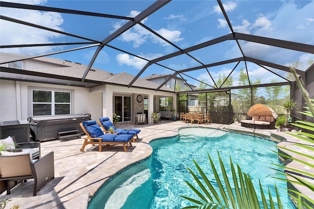 5026 Bromeliad Ave, Wimauma, FL 33598 - swimming pool with a hot tub, a patio, and a lanai