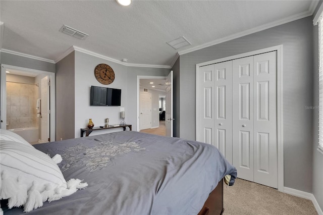 5026 Bromeliad Ave, Wimauma, FL 33598 - bedroom with a closet, light carpet, baseboards, recessed lighting, and ensuite bathroom