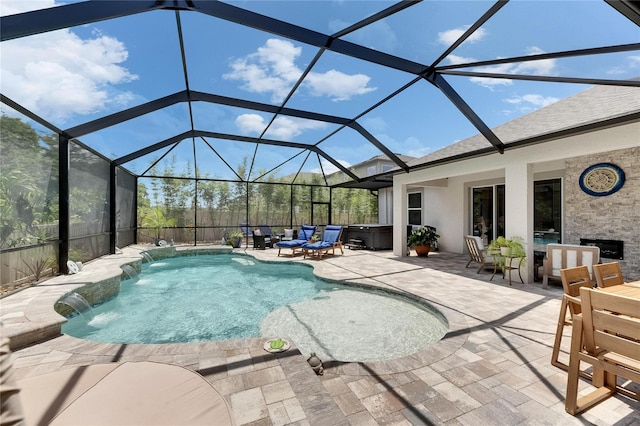 5026 Bromeliad Ave, Wimauma, FL 33598 - outdoor pool featuring a hot tub, a patio area, and a lanai