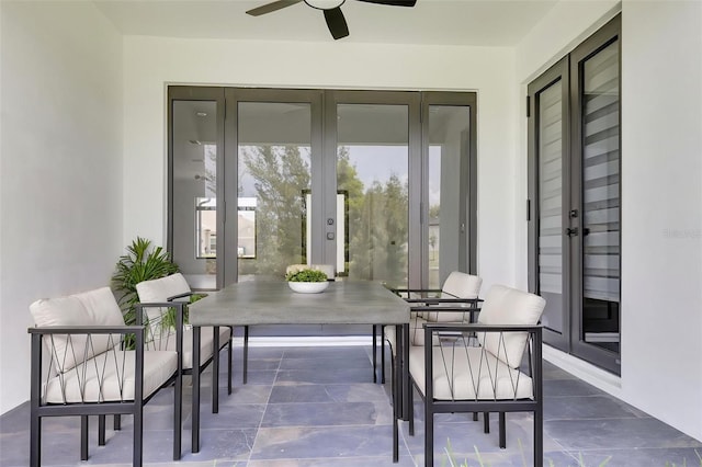 3578 NE 9th Pl, Cape Coral, FL 33909 - view of patio featuring french doors, outdoor dining space, and ceiling fan