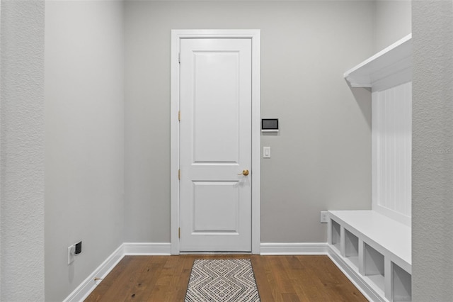 13859 Sharp Hawk Dr, Riverview, FL 33569 - mudroom with dark wood-type flooring and baseboards