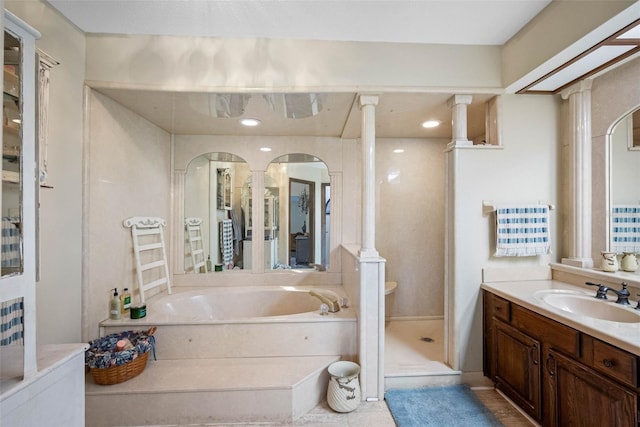 11109 Winn Rd, Riverview, FL 33569 - full bathroom with a garden tub, vanity, and a stall shower