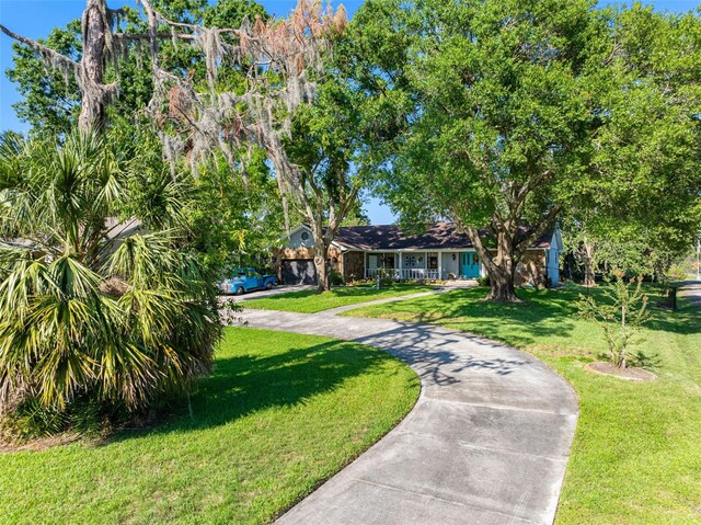 11109 Winn Rd, Riverview, FL 33569 - view of front of house featuring a front lawn and curved driveway