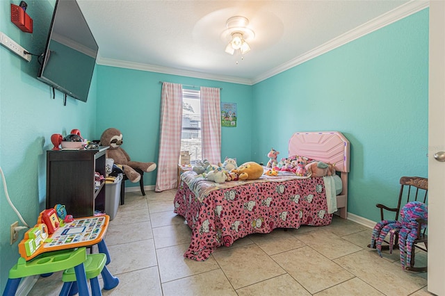 5432 Queen Ave, Spring Hill, FL 34609 - bedroom featuring ornamental molding, tile patterned flooring, and baseboards