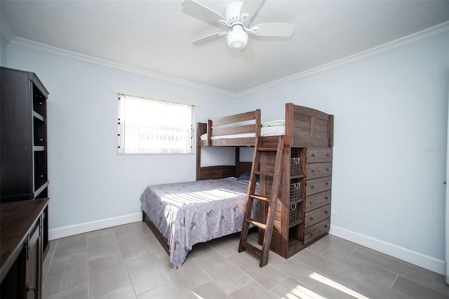 11071 141st St, Largo, FL 33774 - bedroom featuring ornamental molding, baseboards, and a ceiling fan