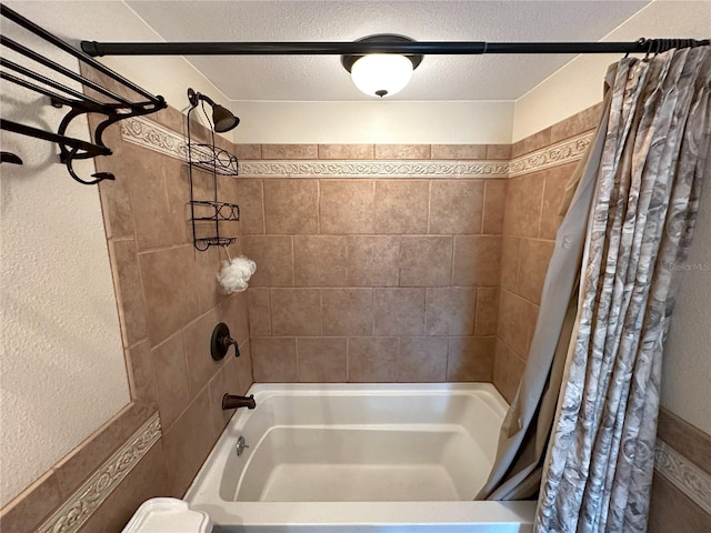 3654 Corsair Ct, New Port Richey, FL 34652 - full bathroom featuring shower / tub combo, a textured wall, and a textured ceiling