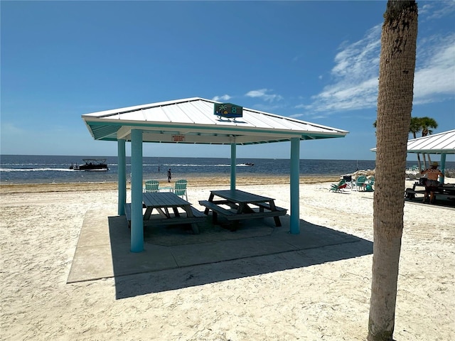 3654 Corsair Ct, New Port Richey, FL 34652 - view of patio / terrace featuring a gazebo and view of water and beach