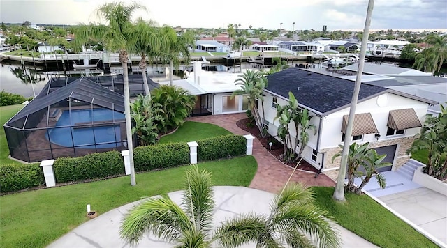3654 Corsair Ct, New Port Richey, FL 34652 - aerial perspective of suburban area featuring a nearby body of water
