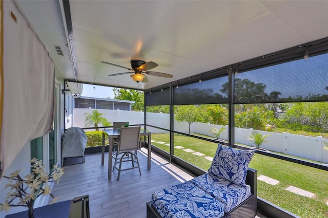 214 Lookout Dr, Apollo Beach, FL 33572 - sunroom / solarium featuring ceiling fan and outdoor dining area