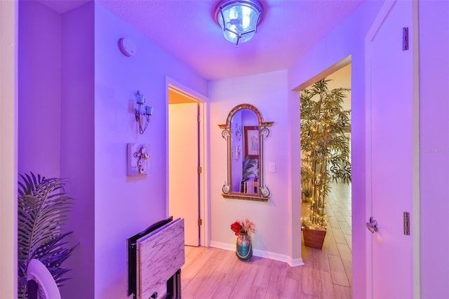 214 Lookout Dr, Apollo Beach, FL 33572 - hall featuring baseboards and wood finished floors