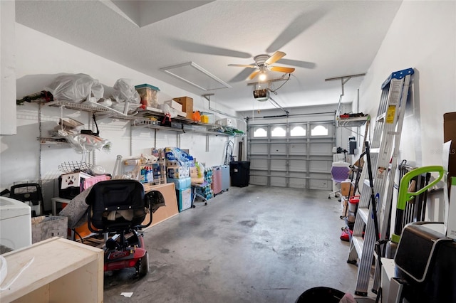 9314 Alta Sol Way, New Port Richey, FL 34655 - garage with a ceiling fan and a garage door opener