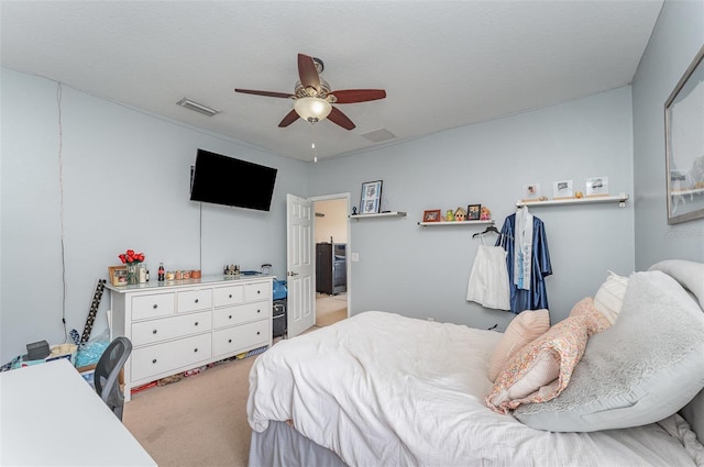 11206 Coventry Grove Cir, Lithia, FL 33547 - bedroom with light carpet and ceiling fan