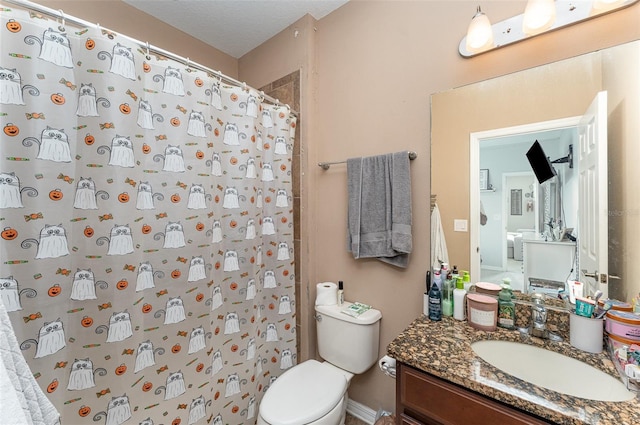 11206 Coventry Grove Cir, Lithia, FL 33547 - bathroom featuring vanity, toilet, and a shower with shower curtain