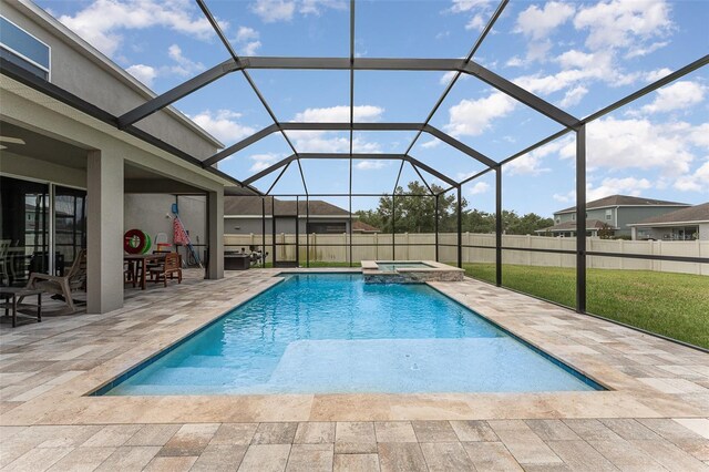 11206 Coventry Grove Cir, Lithia, FL 33547 - view of pool with a patio area, a pool with connected hot tub, and a lanai