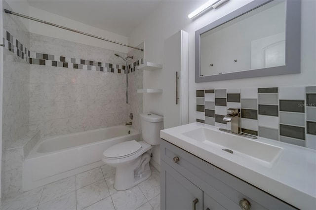 2441 Persian Dr Unit 61, Clearwater, FL 33763 - full bath with toilet, shower / bath combination, vanity, and marble look tile flooring
