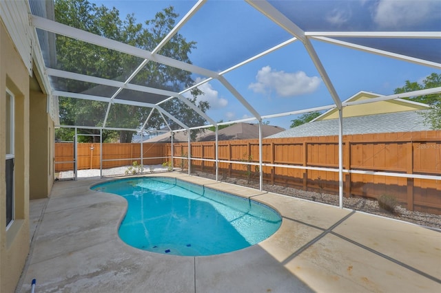 11726 S Stone Ln, Riverview, FL 33569 - view of pool featuring a patio area, a fenced backyard, and glass enclosure