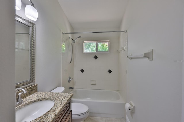 11726 S Stone Ln, Riverview, FL 33569 - bathroom with toilet, shower / bathtub combination, vanity, and tile patterned flooring