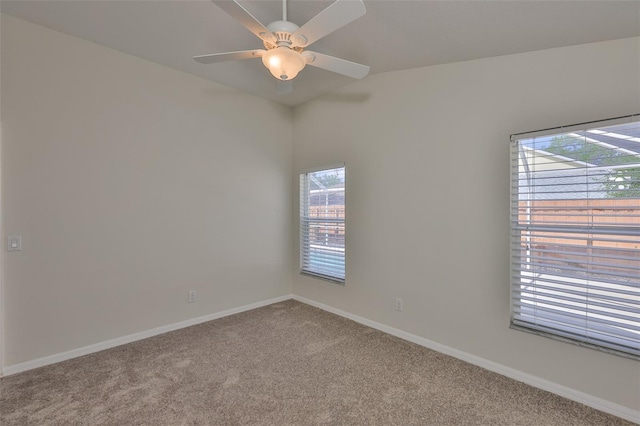 11726 S Stone Ln, Riverview, FL 33569 - empty room featuring carpet floors, baseboards, and a ceiling fan