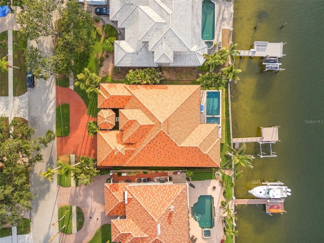 301 Bayview Dr NE, Saint Petersburg, FL 33704 - view from above of property with a pool area and a nearby body of water