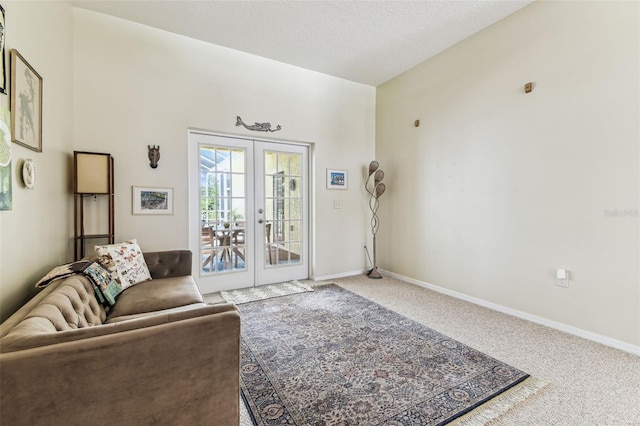 10306 Shalimar Wood Dr, Thonotosassa, FL 33592 - carpeted living room featuring french doors and baseboards