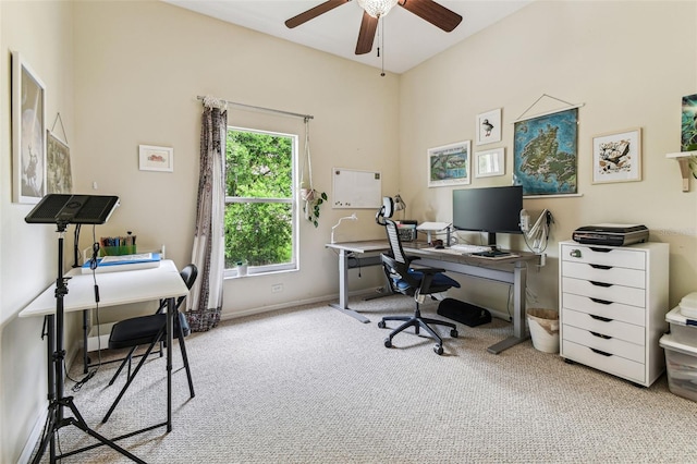 10306 Shalimar Wood Dr, Thonotosassa, FL 33592 - office space with carpet flooring, ceiling fan, and baseboards