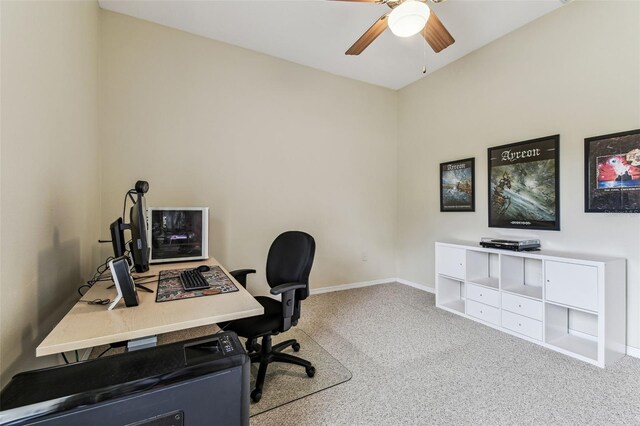 10306 Shalimar Wood Dr, Thonotosassa, FL 33592 - office with carpet, ceiling fan, and baseboards