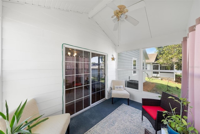37420 Teaberry Loop, Zephyrhills, FL 33542 - sunroom / solarium featuring ceiling fan