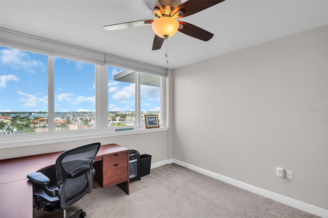 223 Island Way Unit 7F, Clearwater Beach, FL 33767 - unfurnished office with a ceiling fan, light colored carpet, and baseboards