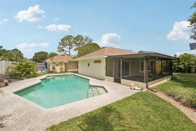 15005 Roundup Dr, Tampa, FL 33624 - view of pool with a sunroom and a patio area