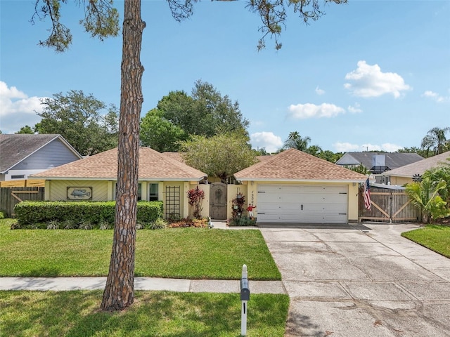 15005 Roundup Dr, Tampa, FL 33624 - ranch-style home with a gate, concrete driveway, stucco siding, and an attached garage