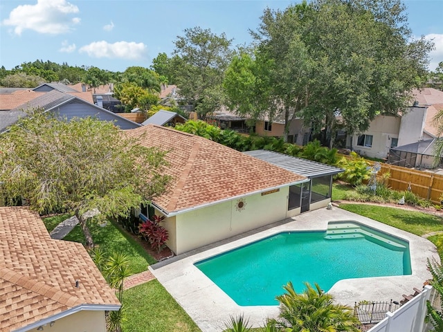 15005 Roundup Dr, Tampa, FL 33624 - view of pool featuring a fenced backyard and a residential view