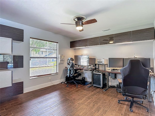 1014 Sylvia Ln, Tampa, FL 33613 - office area featuring wood finished floors and a ceiling fan
