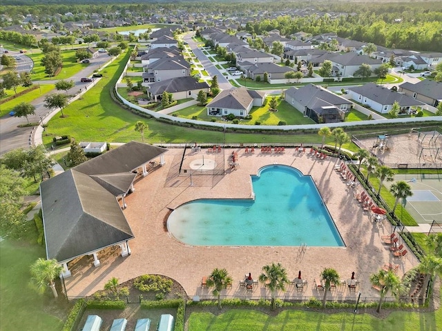 12428 Chaya Ct, Spring Hill, FL 34610 - aerial perspective of suburban area with a pool