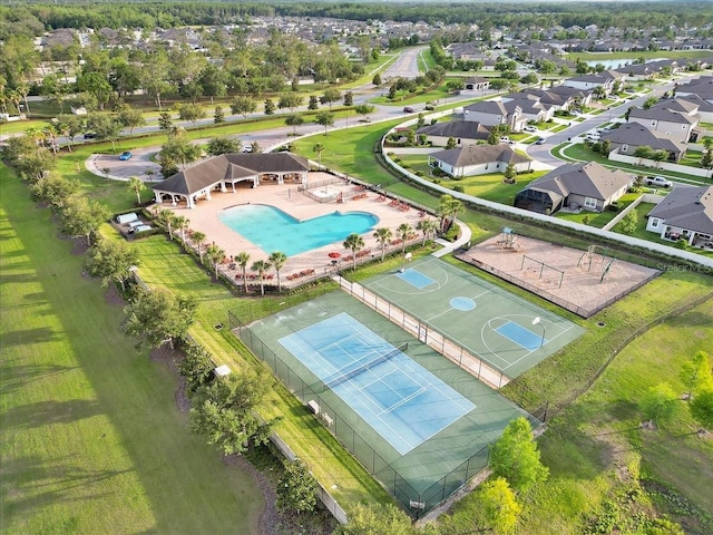 12428 Chaya Ct, Spring Hill, FL 34610 - aerial perspective of suburban area with a pool
