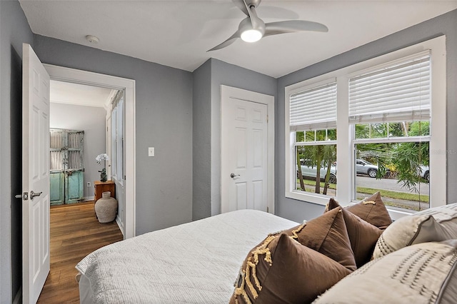 1211 14th St N, Saint Petersburg, FL 33705 - bedroom featuring dark wood-style flooring and ceiling fan