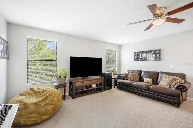 11802 Twilight Darner Pl, Riverview, FL 33569 - carpeted living room with plenty of natural light and ceiling fan