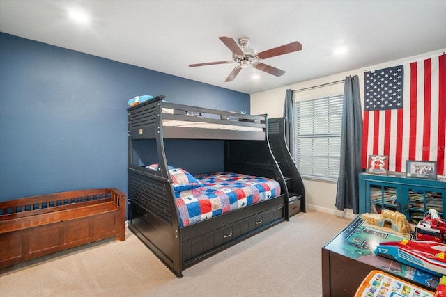 11802 Twilight Darner Pl, Riverview, FL 33569 - bedroom featuring carpet flooring, baseboards, recessed lighting, and a ceiling fan