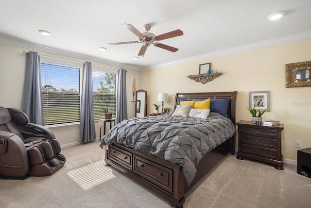 11802 Twilight Darner Pl, Riverview, FL 33569 - bedroom featuring carpet, baseboards, crown molding, a ceiling fan, and recessed lighting